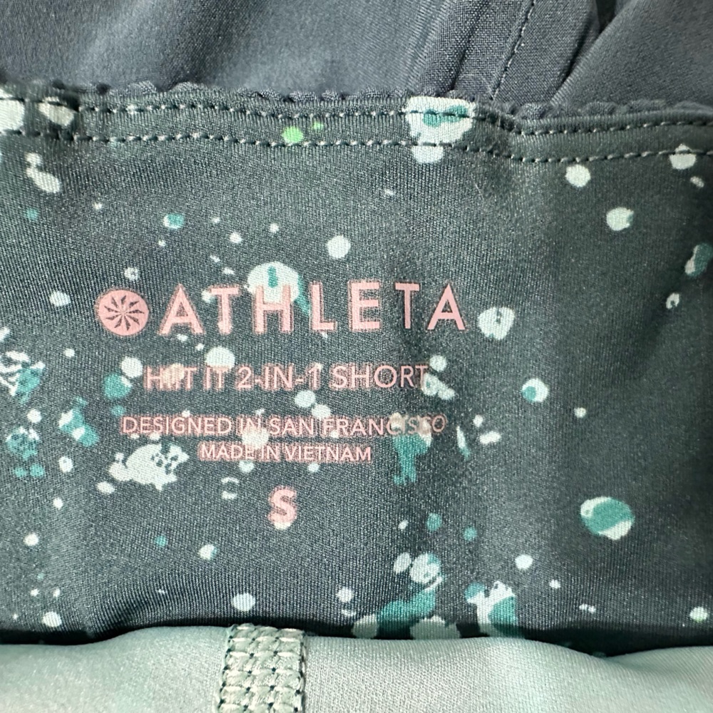 Athleta Hiit It 2 in 1 Short Women’s Size Small Teal Blue - Picture 3 of 6
